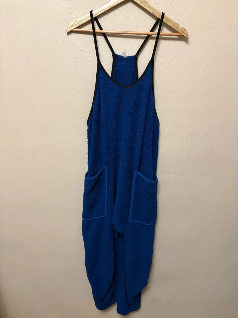 Free People Hot Shot Cuddle Up Fleece Onesie Jumpsuit Blue Black Size Small Rare